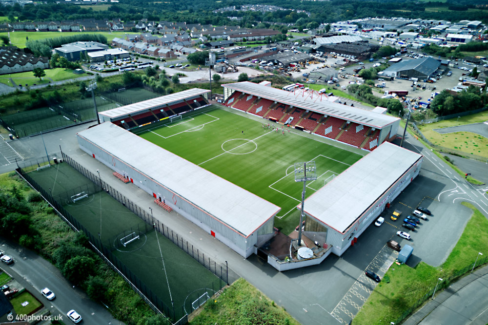The Albert Bartlett Stadium, Airdrie, Airdrieonians, aerial photograph