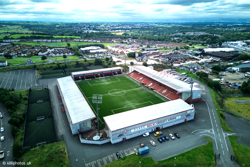 The Albert Bartlett Stadium, Airdrie, Airdrieonians, aerial photograph