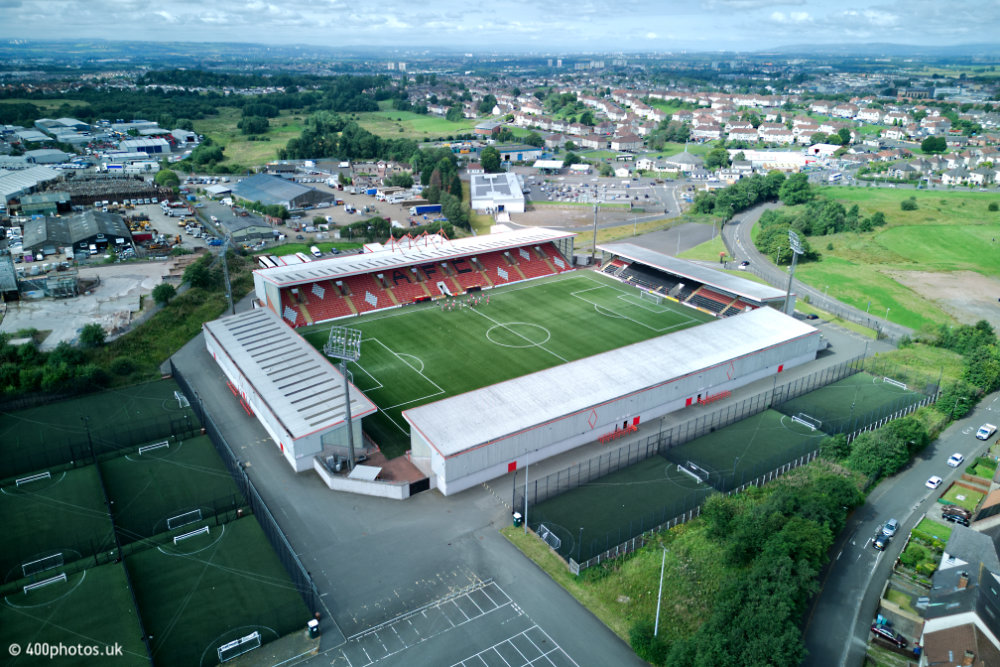 The Albert Bartlett Stadium, Airdrie, Airdrieonians, aerial photograph