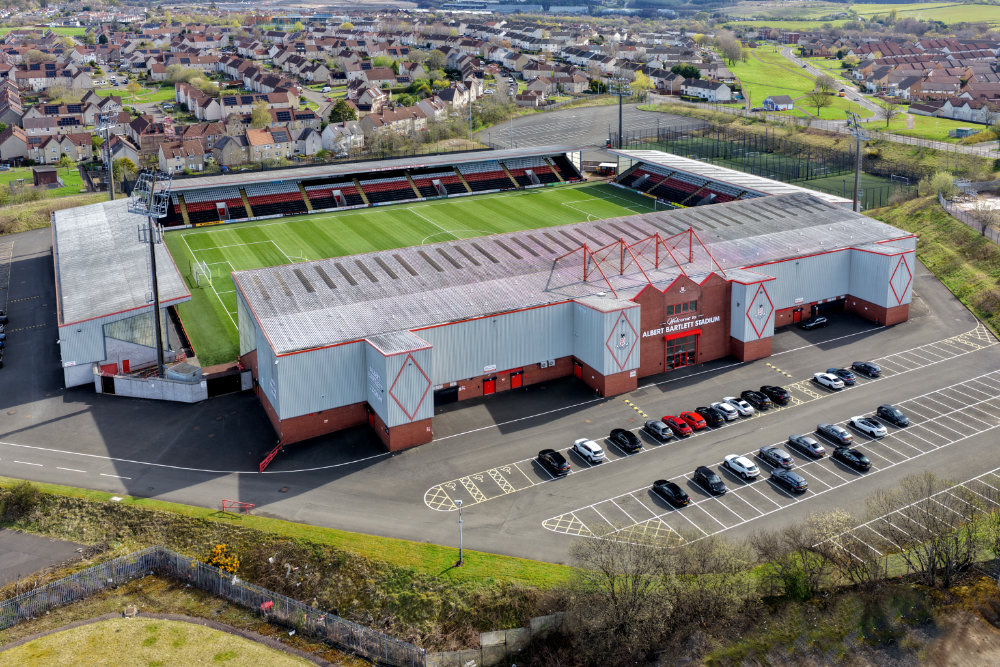 The Albert Bartlett Stadium, Airdrie, Airdrieonians, aerial photograph