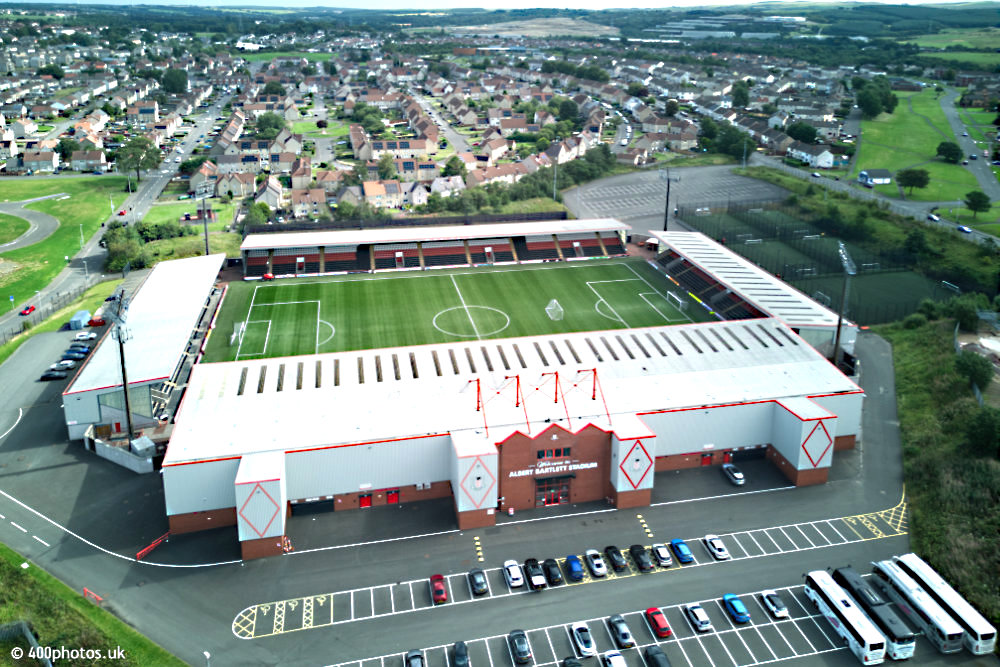 The Alfred Bartlett Stadium, Airdrie, Airdrieonians, aerial photograph