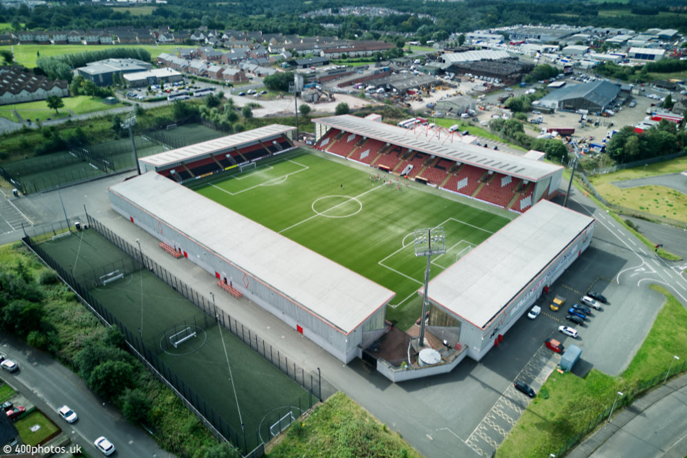 The Alfred Bartlett Stadium, Airdrie, Airdrieonians, aerial photograph