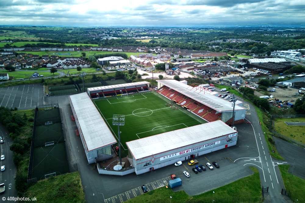 The Alfred Bartlett Stadium, Airdrie, Airdrieonians - aerial photograph