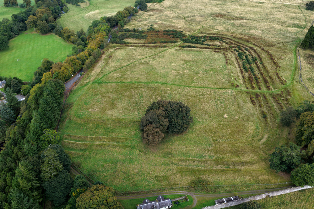 Ardloch Roman Fort, just north of Braco, Perthshire, Scotland, licensable aerial photograph