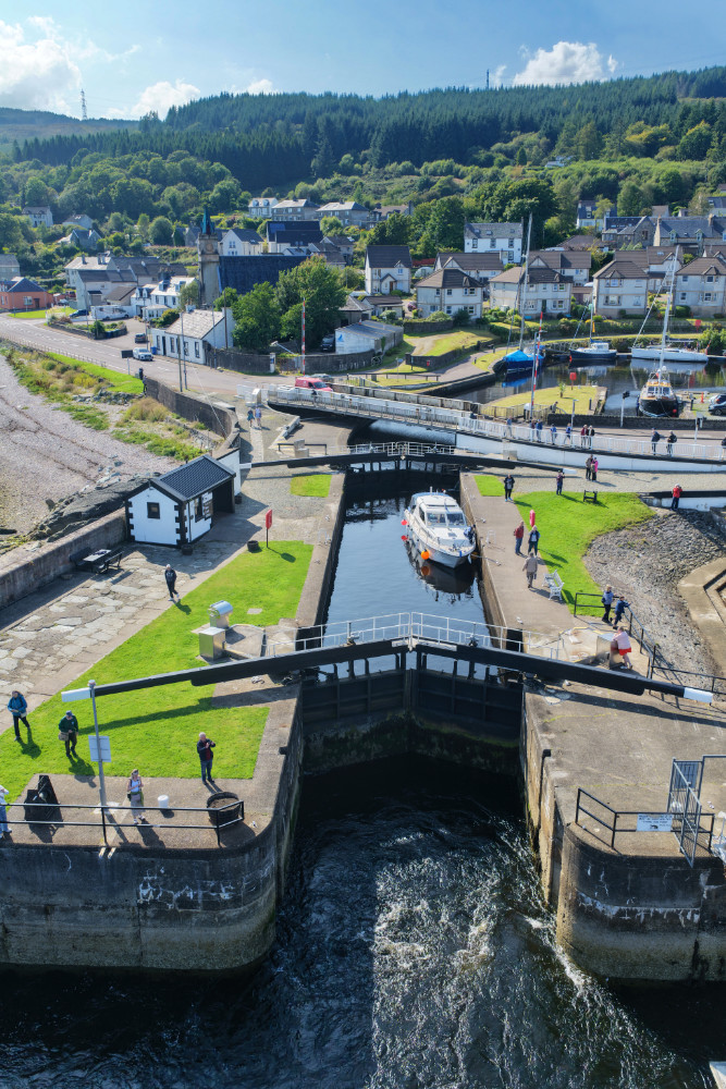 Ardrishaig, Crinan Canal, Argyll and Bute, Scotland, licensable aerial photograph