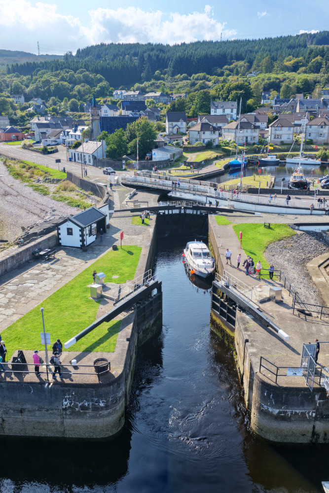 Ardrishaig, Crinan Canal, Argyll and Bute, Scotland, licensable aerial photograph