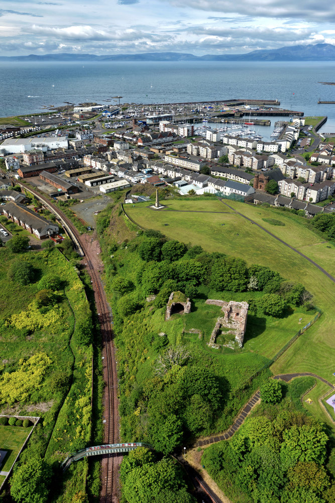 Ardrossan Castle, North Ayrshire, Scotland, licensable aerial photograph
