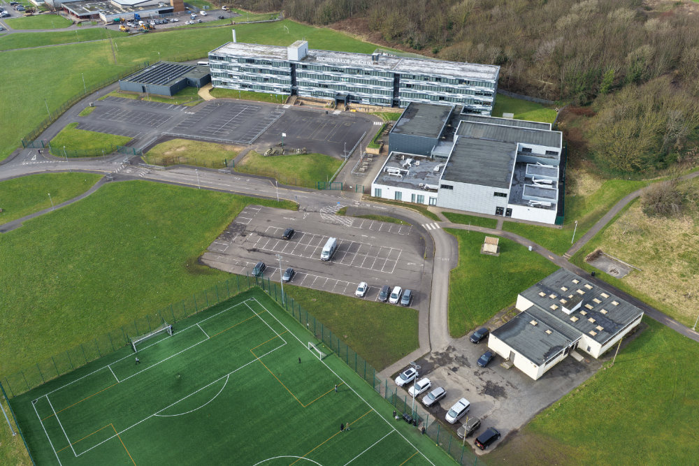 Auchenharvie Academy, Stevenston, aerial photograph