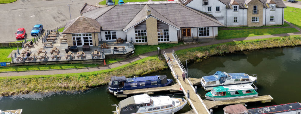 Auchinstarry Marina, Forth and Clyde Canal, Kilsyth, aerial photograph