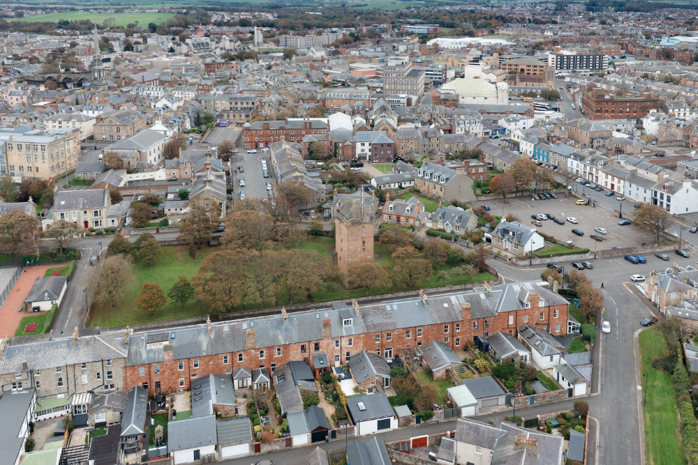 St Johns Tower, The Citadel, Ayr, aerial photograph