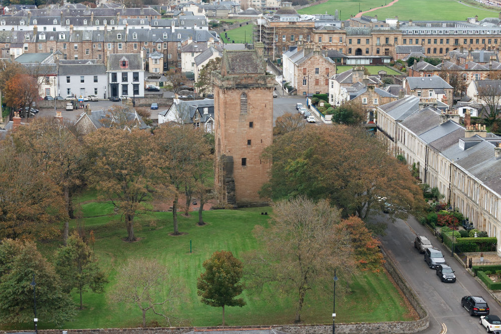 St Johns Tower, The Citadel, Ayr, aerial photograph