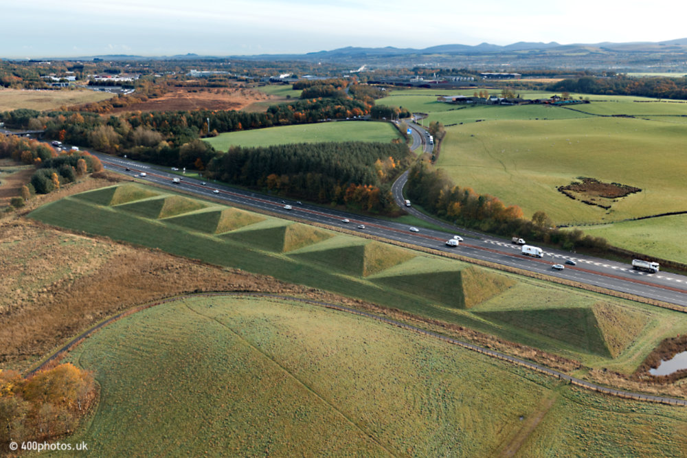 Bathgate Pyramids, M8, aerial photograph