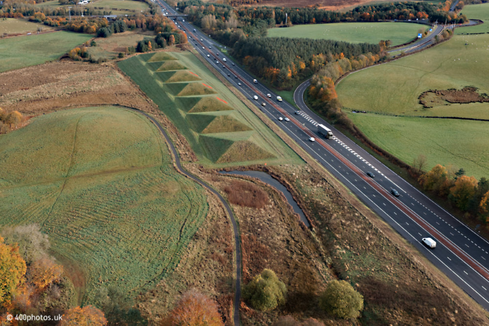 Bathgate Pyramids, M8, aerial photograph