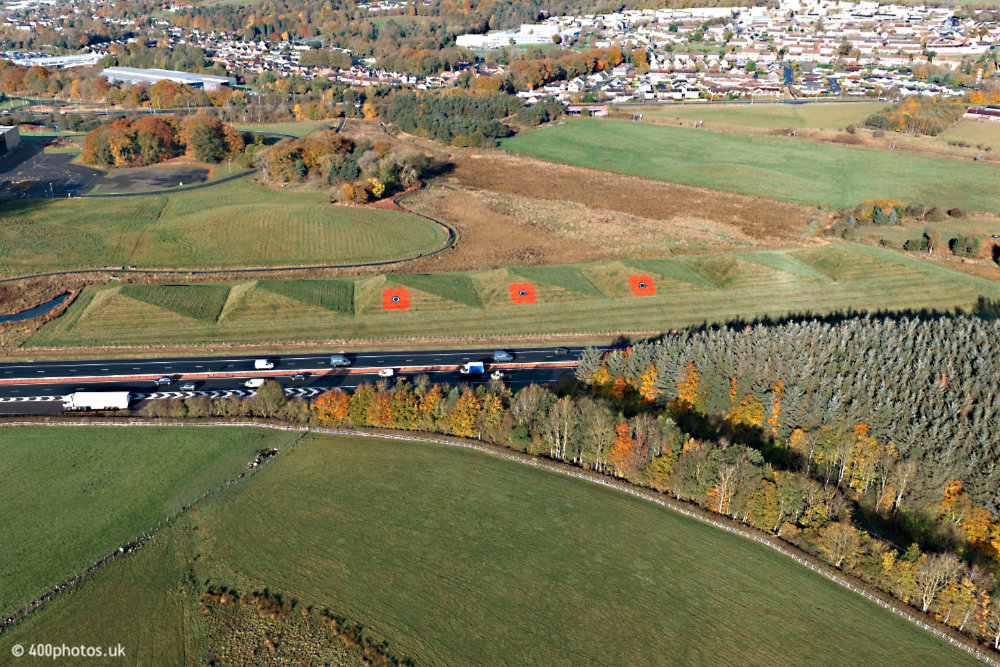 Bathgate Pyramids, M8, aerial photograph