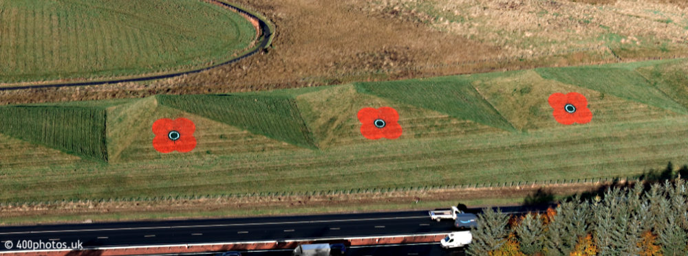 Bathgate Pyramids, M8, aerial photograph