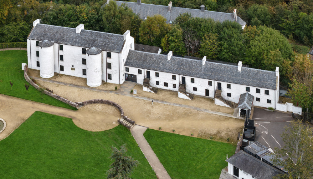 David Livingston Centre, Birthplace and museum in Blantyre, South Lanarkshire, Scotland, licensable aerial photograph
