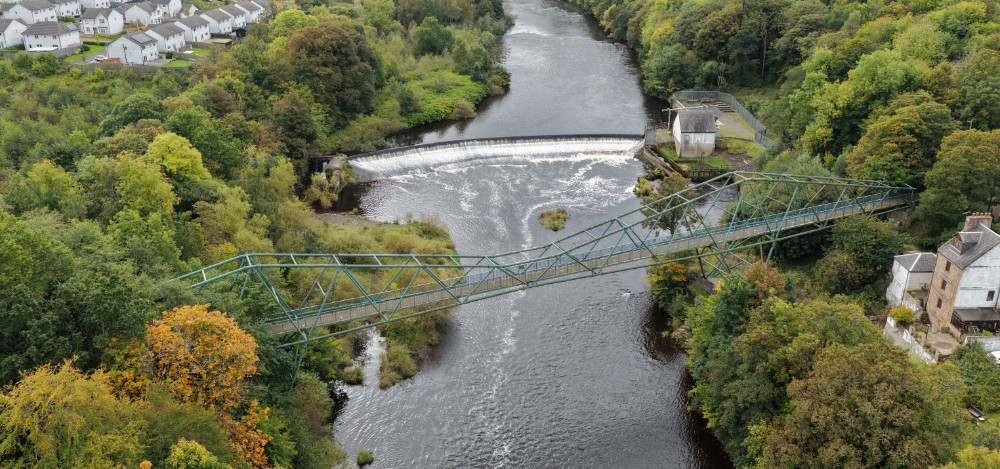 The David Livingston Memorial Bridge, Blantyre, South Lnarkshire, Scotland, licensable aerial photograph