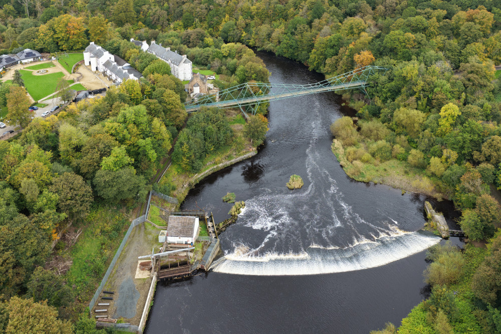 The David Livingston Memorial Bridge, Blantyre, South Lnarkshire, Scotland, licensable aerial photograph