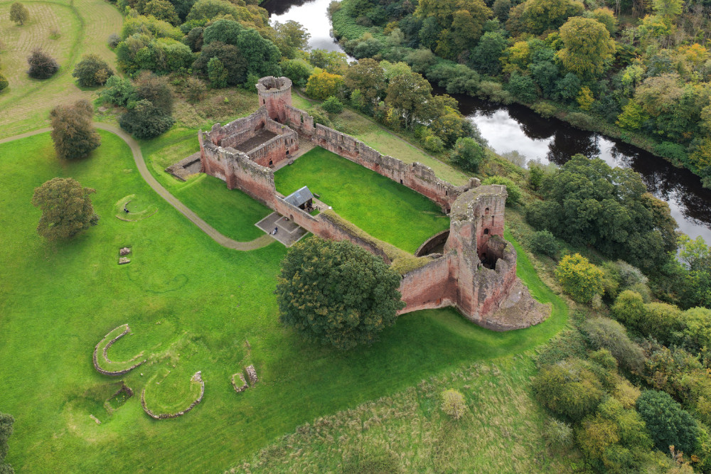 Bothwell Castle, South Lanarkshire, Scotland, licensable aerial photograph