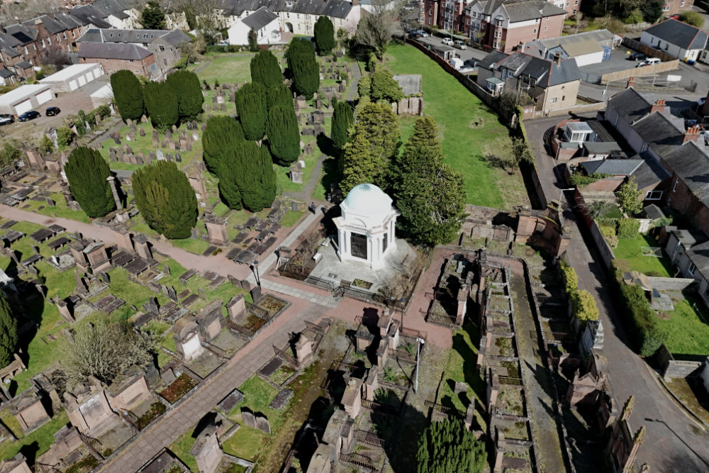 Burns Mausoleum, Dumfries, aerial photograph
