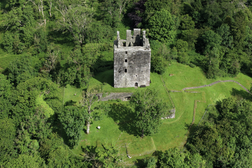 Cardoness Castle, by Gatehouse of Fleet, Dumfries and Galloway, licensable aerial photograph