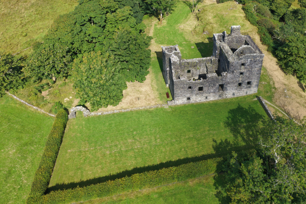 Carnasserie Castle, Kilmartin, Argyll and Bute, Scotland, licensable aerial photograph