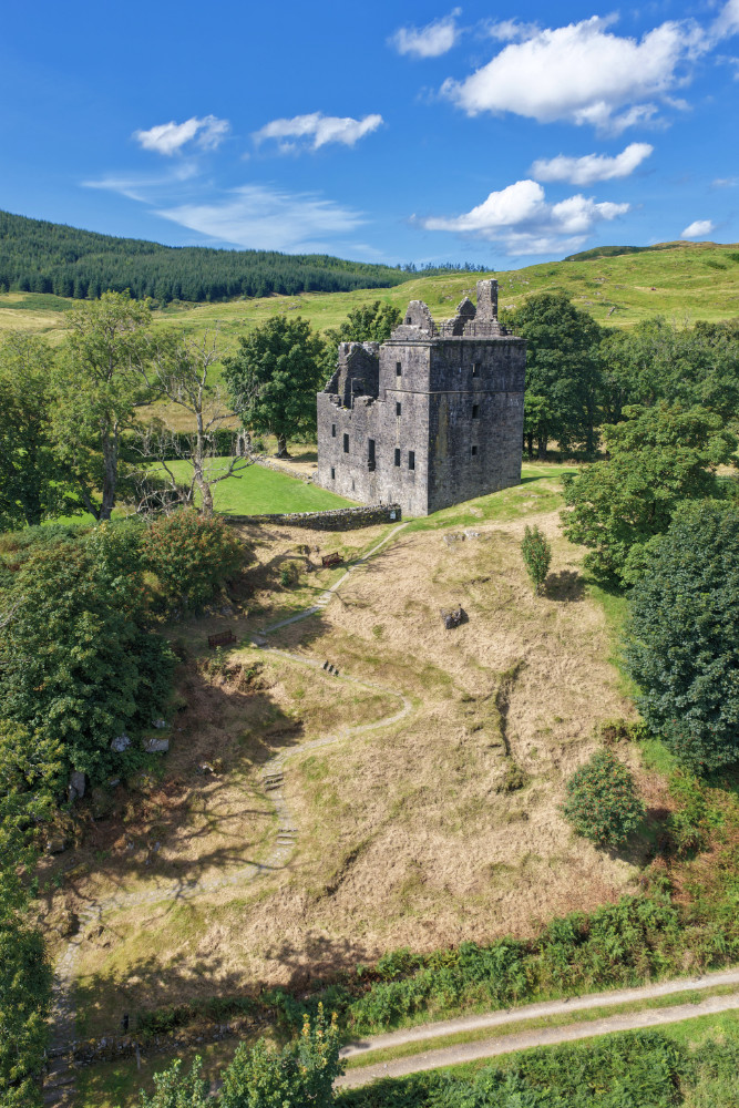 Carnasserie Castle, Kilmartin, Argyll and Bute, Scotland, licensable aerial photograph