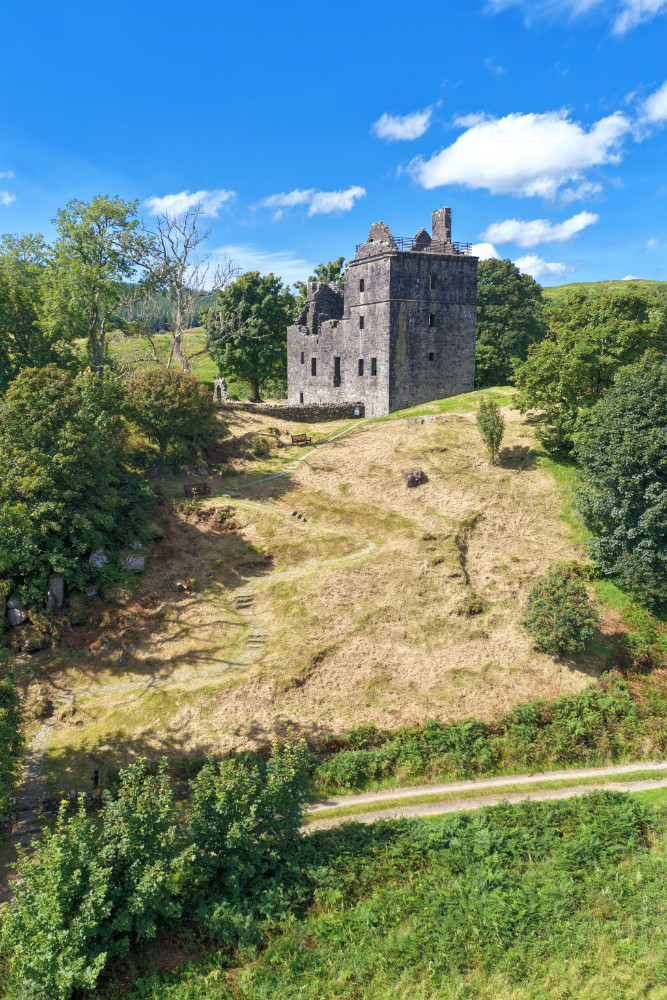 Carnasserie Castle, Kilmartin, Argyll and Bute, Scotland, licensable aerial photograph
