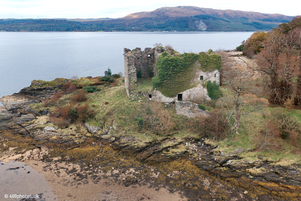 Old Castle Lachlan, Loch Fyne, Argyll, aerial photograph