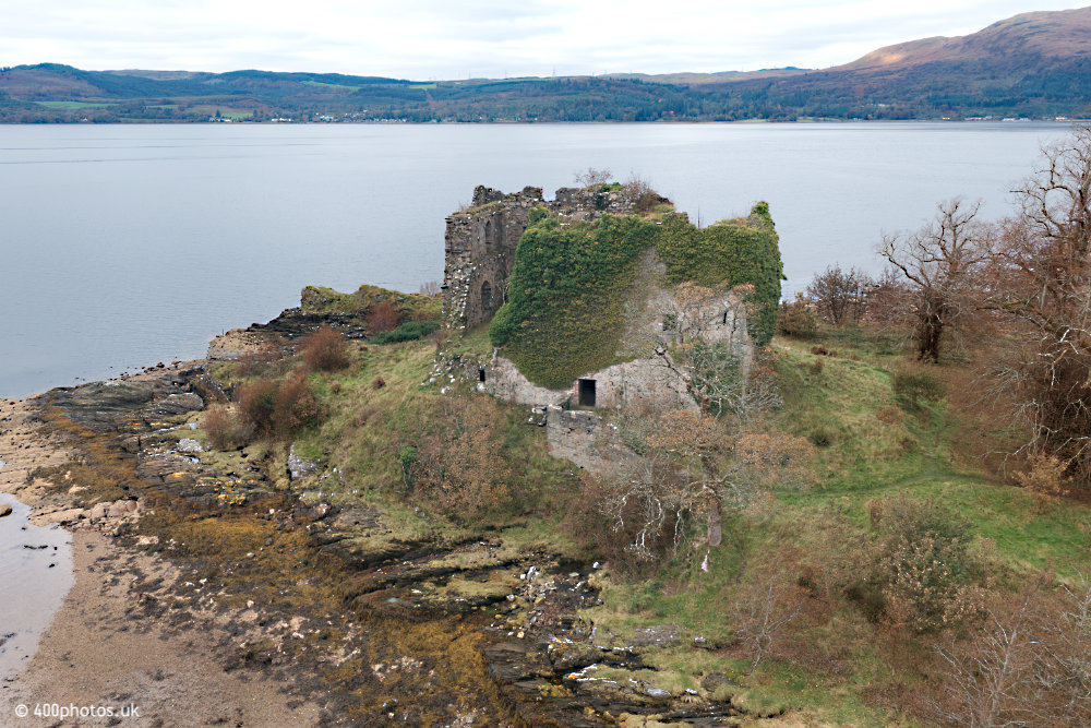 Old Castle Lachlan, Loch Fyne, Argyll, aerial photograph
