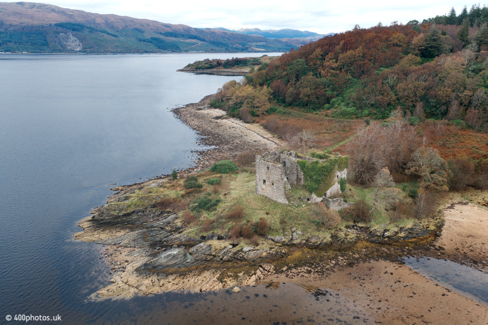 Old Castle Lachlan, Loch Fyne, Argyll, aerial photograph
