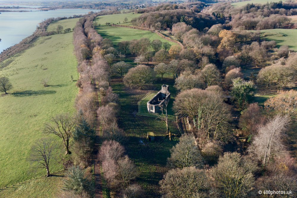 Castle Semple Collegiate Church, Lochwinnoch, Renfrewshire, aerial photograph