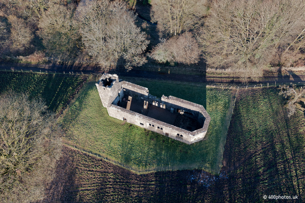 Castle Semple Collegiate Church, Lochwinnoch, Renfrewshire, aerial photograph