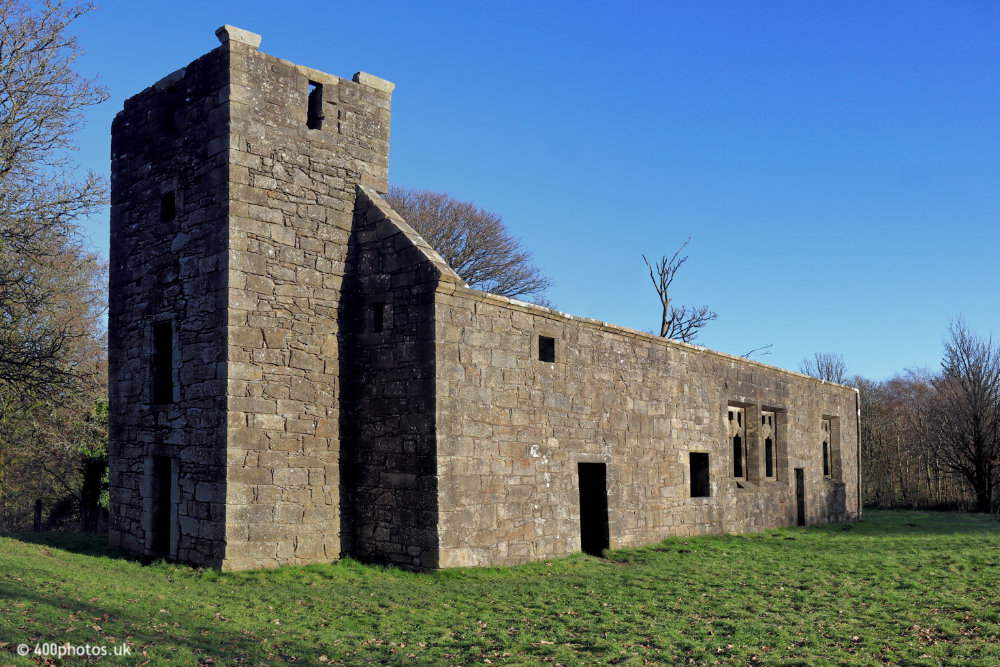 Castle Semple Collegiate Church, Lochwinnoch, Renfrewshire, aerial photograph