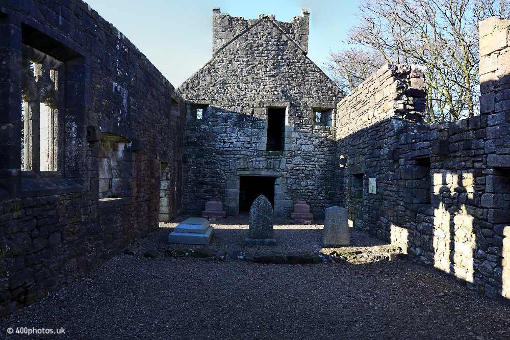 Castle Semple Collegiate Church, Lochwinnoch, Renfrewshire, aerial photograph