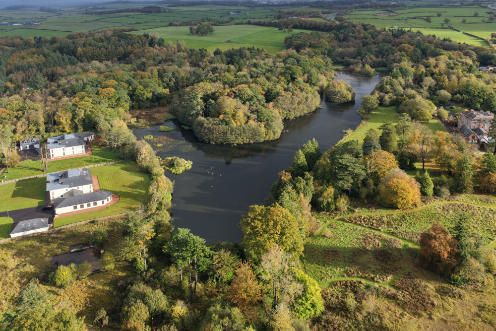 Coodham Lake, Symington, South Ayrshire, Scotland, licensable aerial photograph