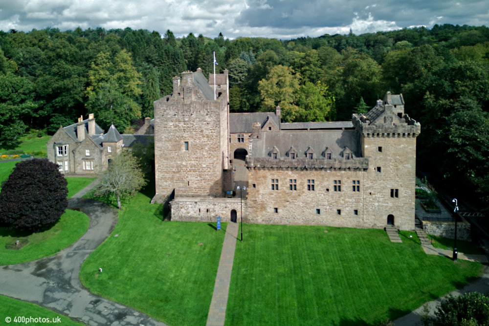 Dean Castle and Country Park, Kilmarnock, Ayrshire, aerial photograph
