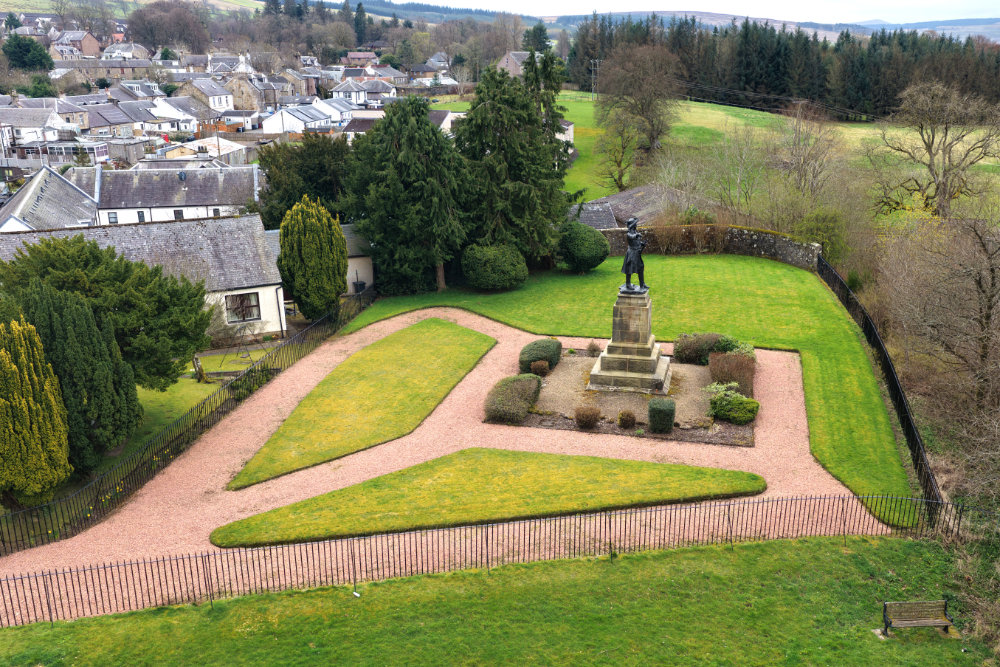 Cameronians regimental memorial, Douglas, South Lanarkshire, aerial photograph