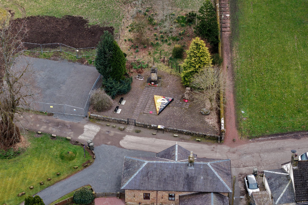 Polish war memorial, Douglas, South Lanarkshire, aerial photograph