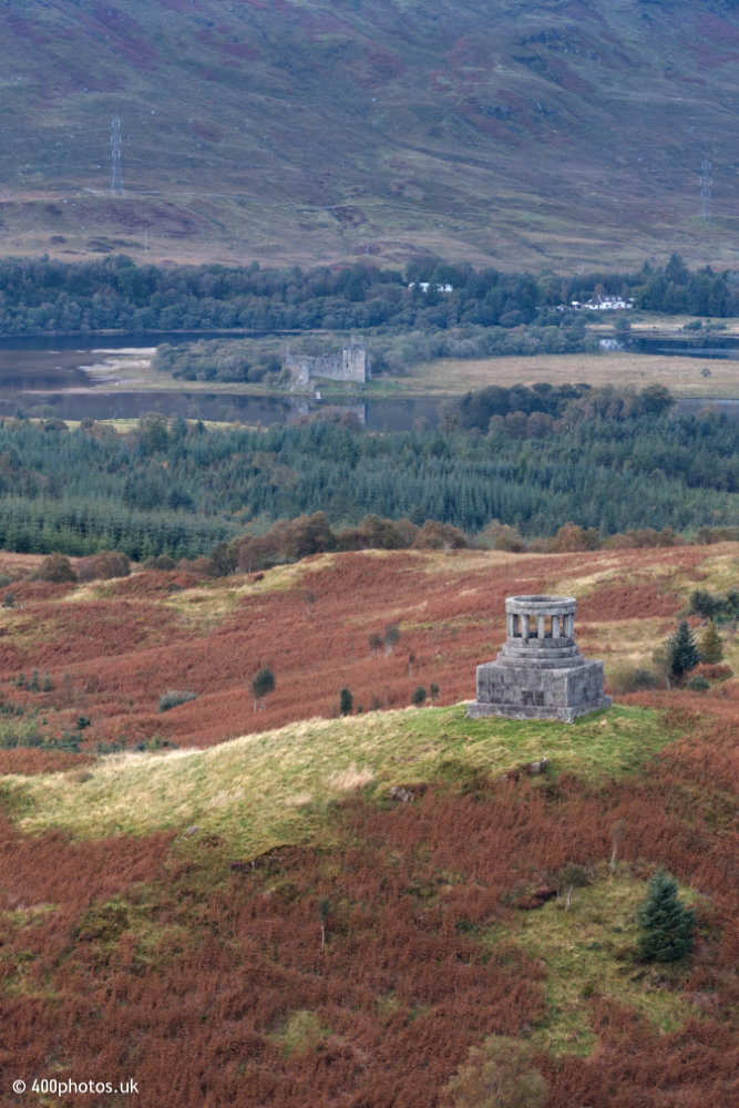 Duncan Ban MacIntyre Monument, Dalmally, Argyll, aerial photograph