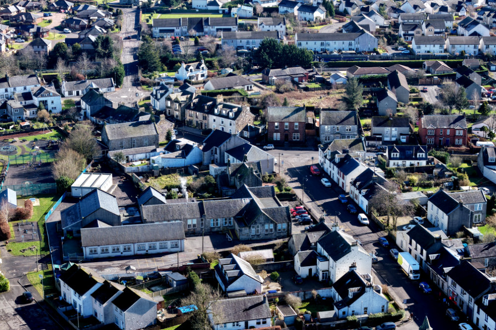 Dunlop Village and Church, North Ayrshire, aerial photograph