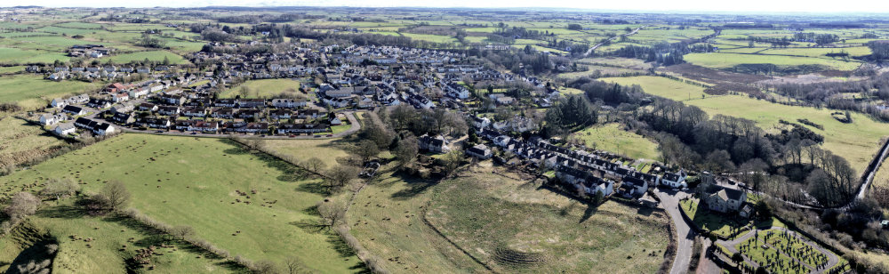 Dunlop Village and Church, North Ayrshire, aerial photograph