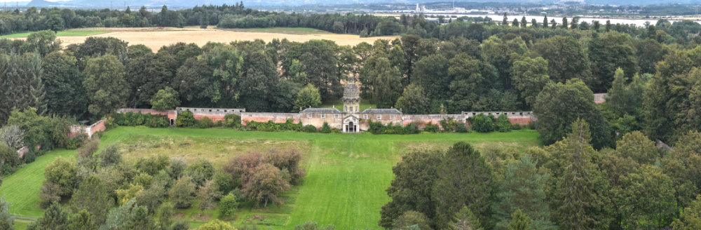 Dunmore Pineapple - Airth, Stirling, aerial photograph