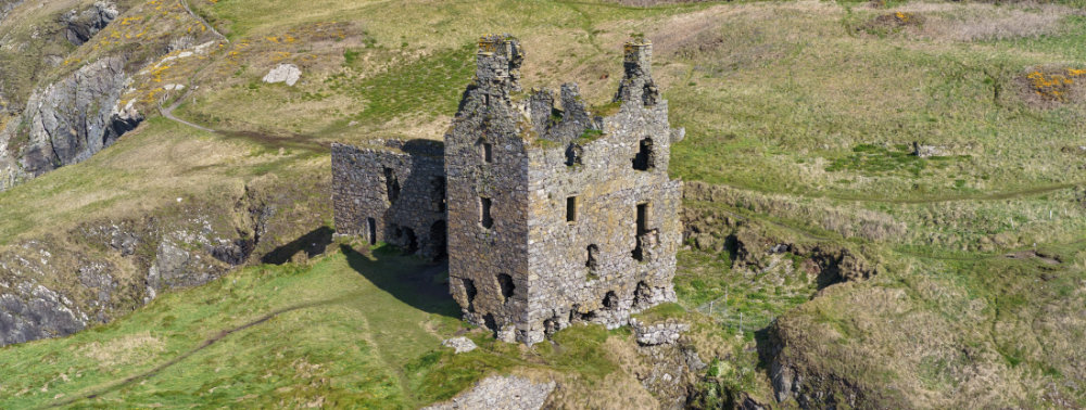 Dunskey Castle, near Portpatrick, aerial photograph