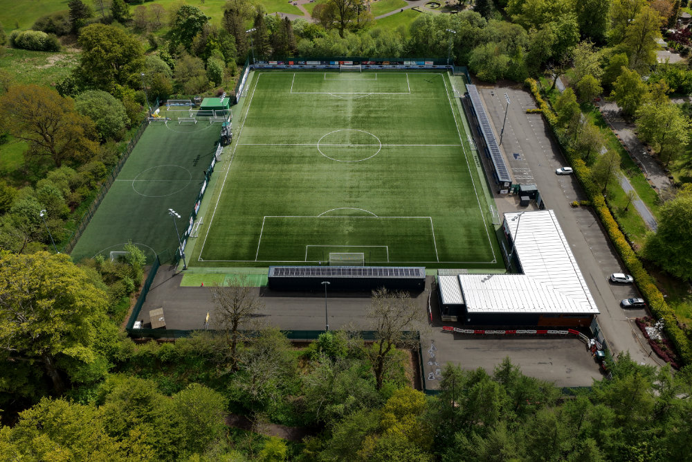 The home ground of East Kilbride F.C., East Kilbride, aerial photograph