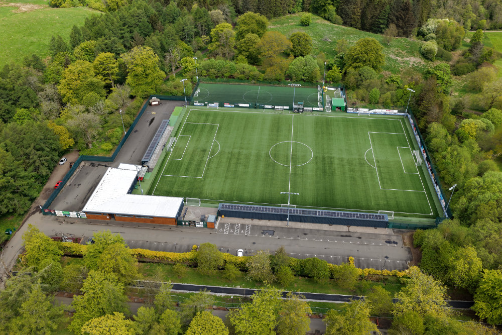 The home ground of East Kilbride F.C., East Kilbride, aerial photograph