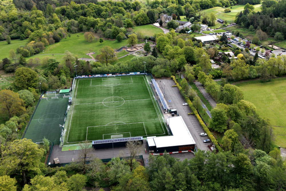 The home ground of East Kilbride F.C., East Kilbride, aerial photograph