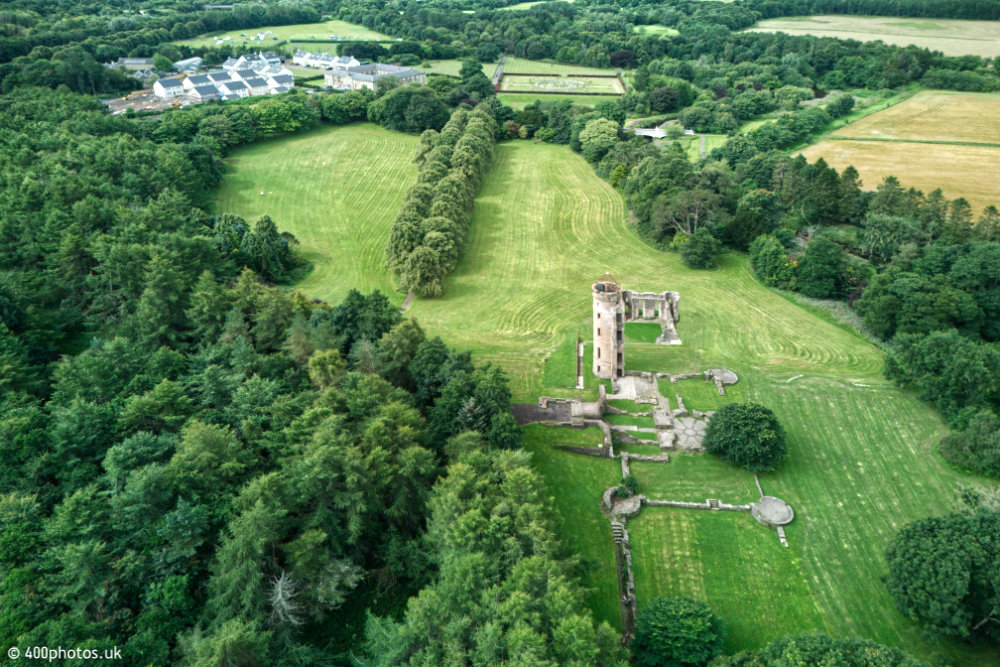 Eglinton Castle, Kilwinning, Irvine, Ayrshire, aerial photograph