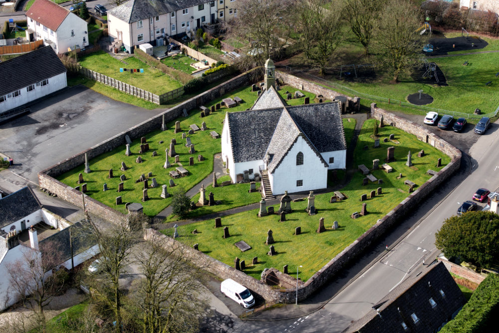 Fenwick Church, East Ayrshire, aerial photograph