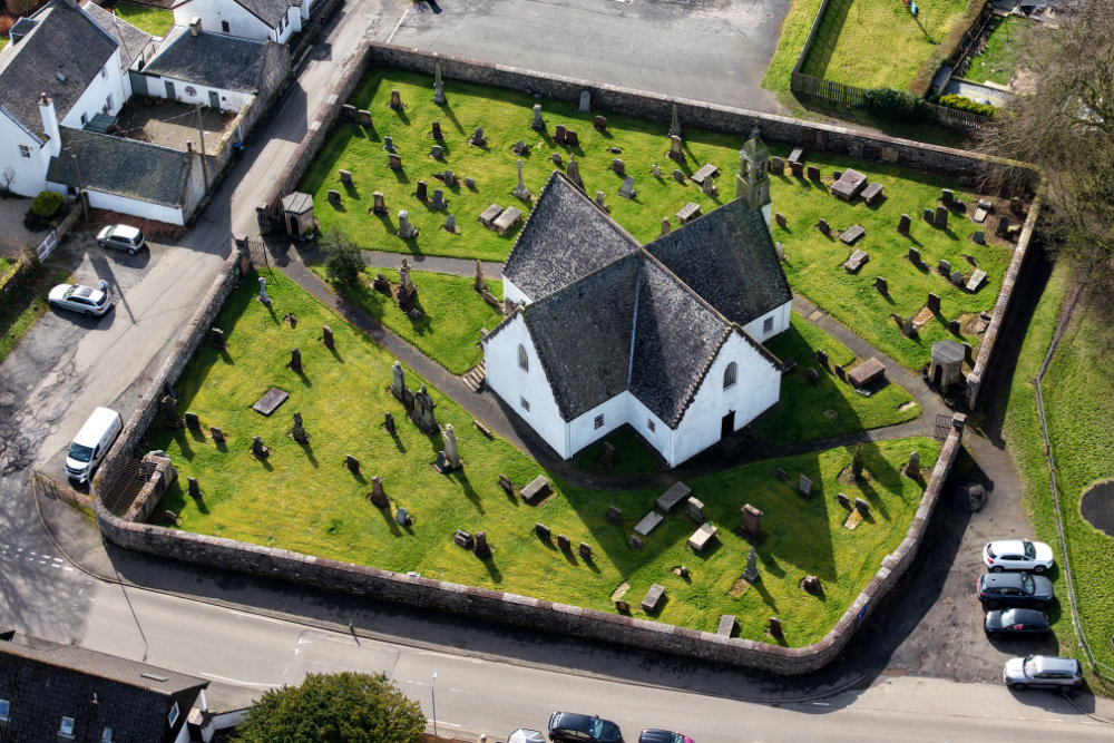 Fenwick Church, East Ayrshire, aerial photograph